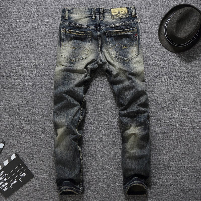 Dark Blue Mini Rip Italian Jeans - armonhaven.com