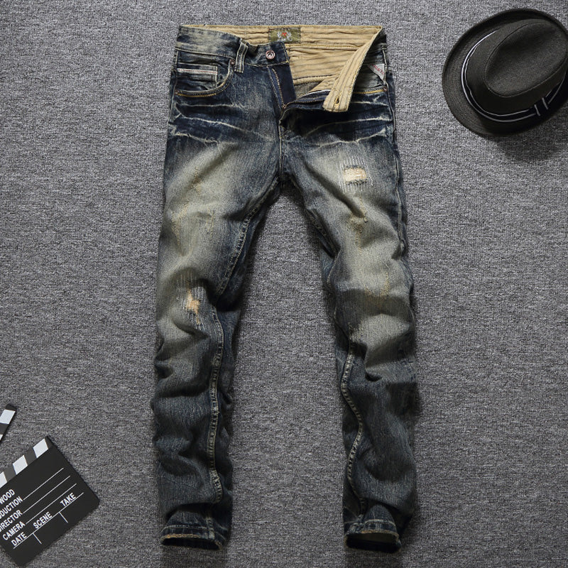 Dark Blue Mini Rip Italian Jeans - armonhaven.com