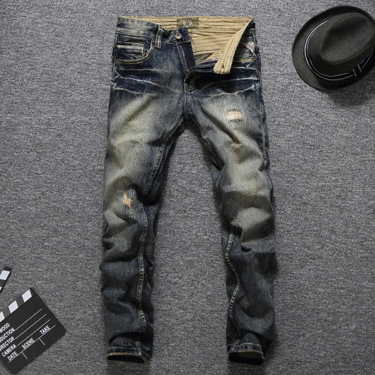 Dark Blue Mini Rip Italian Jeans - armonhaven.com