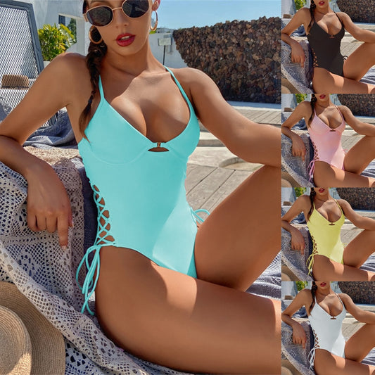 New One-Piece Swimsuit Solid Color - armonhaven.com
