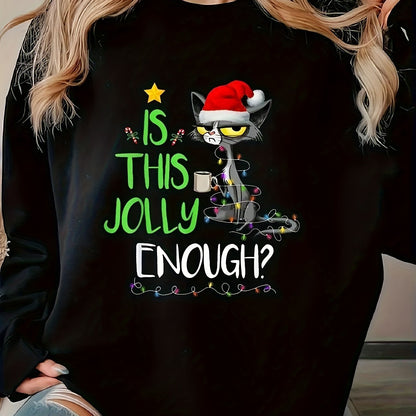 Cozy Santa Cat HolidayCrew Sweatshirt - armonhaven.com