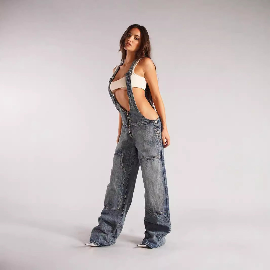European and American Zipper Denim Overalls Women - armonhaven.com