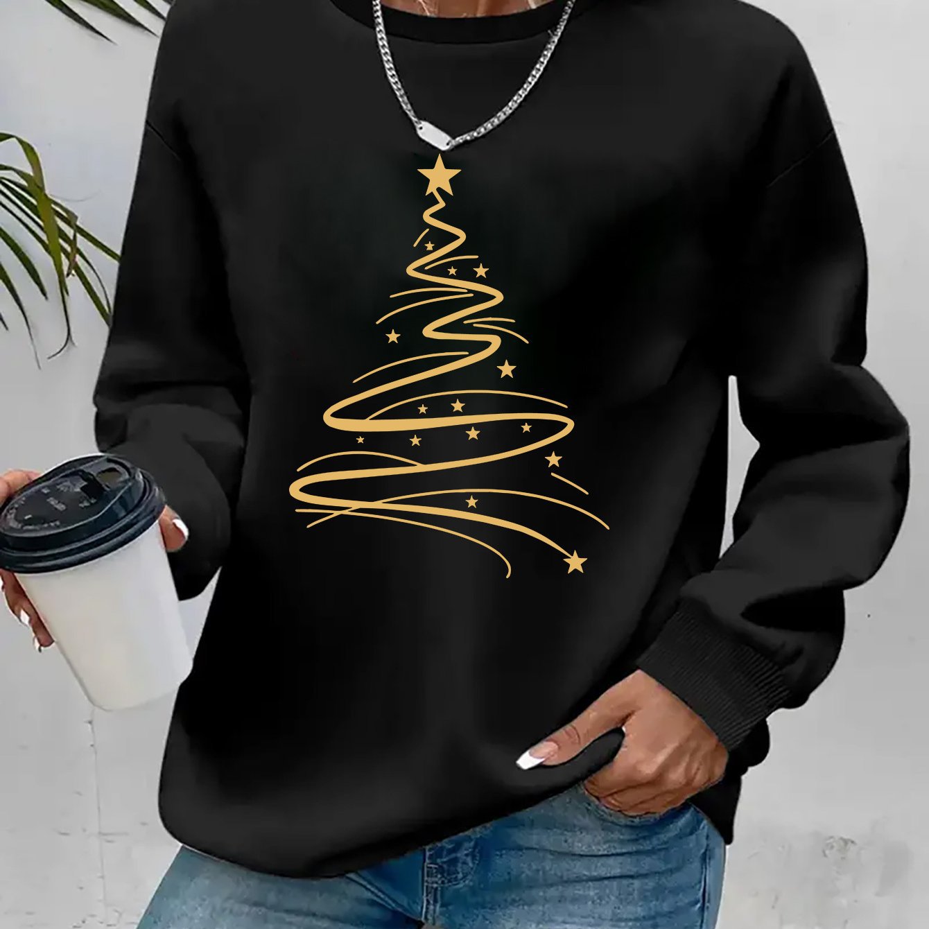 Women's Casual Christmas Print Long Sleeve Sweatshirt - Vibr - armonhaven.com