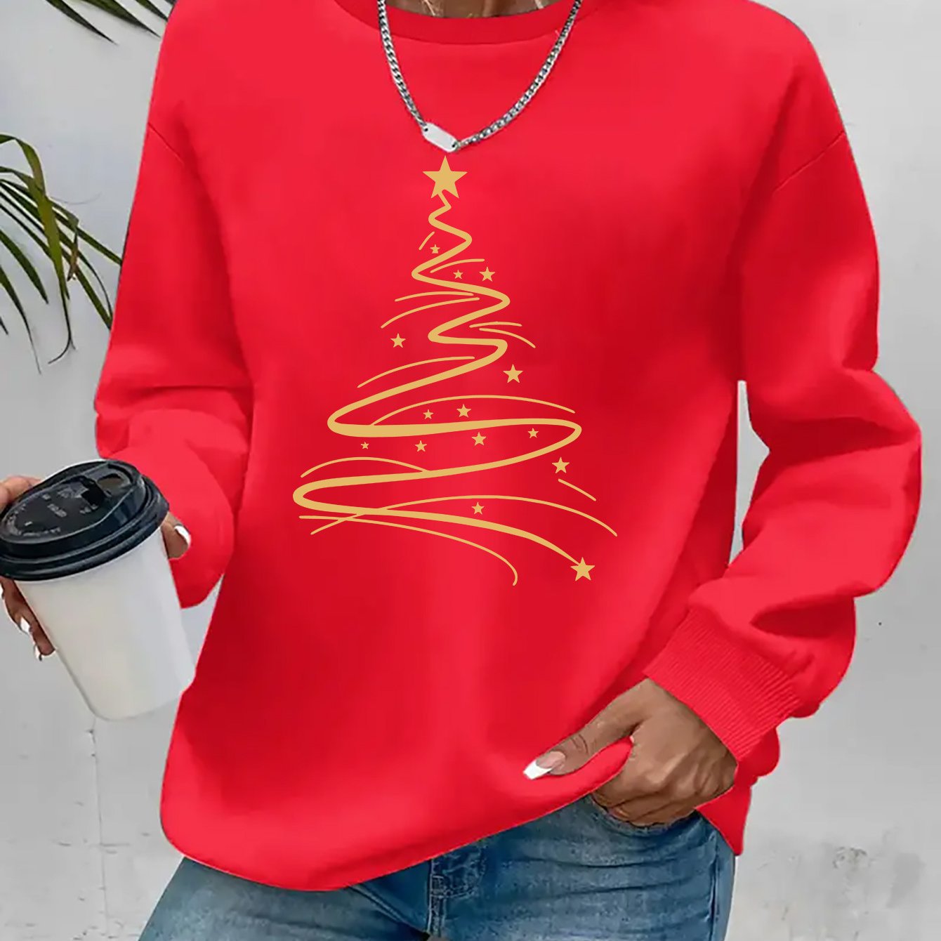 Women's Casual Christmas Print Long Sleeve Sweatshirt - Vibr - armonhaven.com