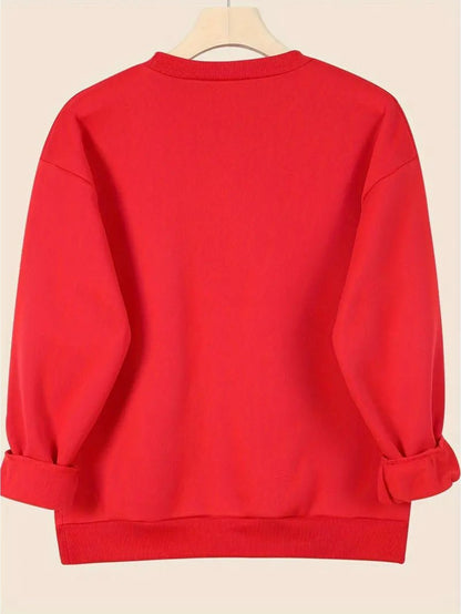 Women's Casual Christmas Print Long Sleeve Sweatshirt - Vibr - armonhaven.com