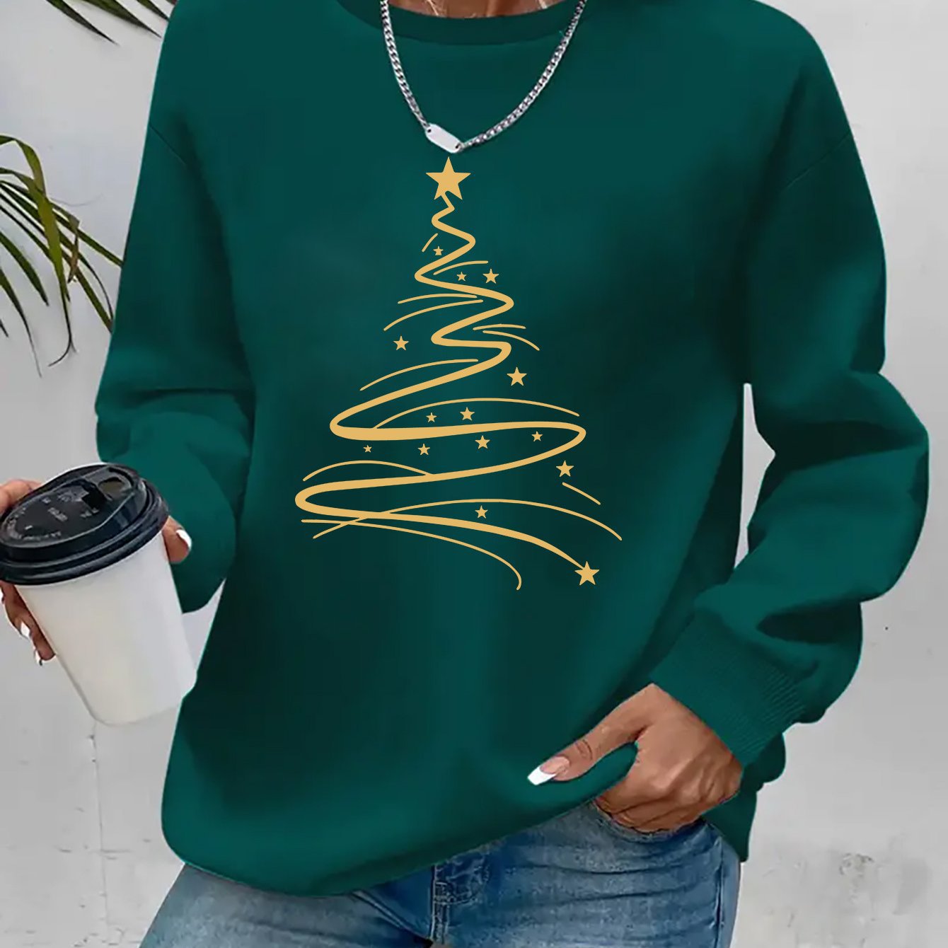 Women's Casual Christmas Print Long Sleeve Sweatshirt - Vibr - armonhaven.com