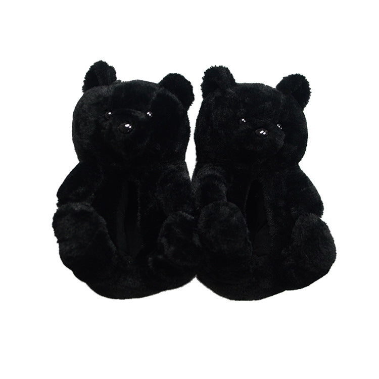 Teddy Bear Slippers Floor Home Plush Thick Cotton Warm Shoes - armonhaven.com