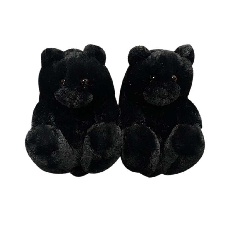 Teddy Bear Slippers Floor Home Plush Thick Cotton Warm Shoes
