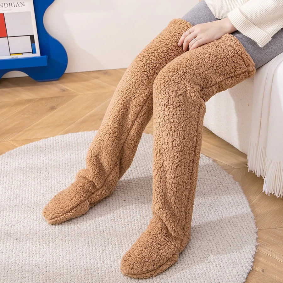 FuzzFluff- Over The Knee Fuzzy Sock Plush Slippers