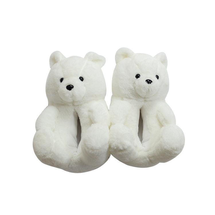 Teddy Bear Slippers Floor Home Plush Thick Cotton Warm Shoes - armonhaven.com