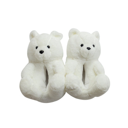 Teddy Bear Slippers Floor Home Plush Thick Cotton Warm Shoes - armonhaven.com