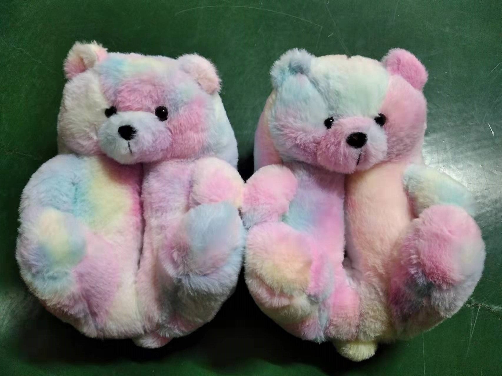 Teddy Bear Slippers Floor Home Plush Thick Cotton Warm Shoes