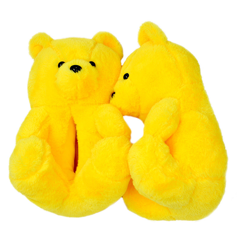 Teddy Bear Slippers Floor Home Plush Thick Cotton Warm Shoes