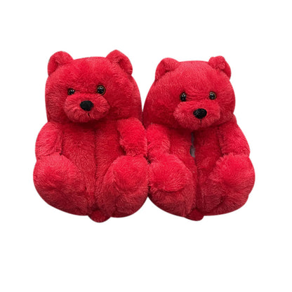 Teddy Bear Slippers Floor Home Plush Thick Cotton Warm Shoes - armonhaven.com