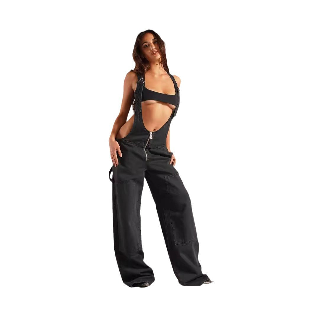 European and American Zipper Denim Overalls Women - armonhaven.com