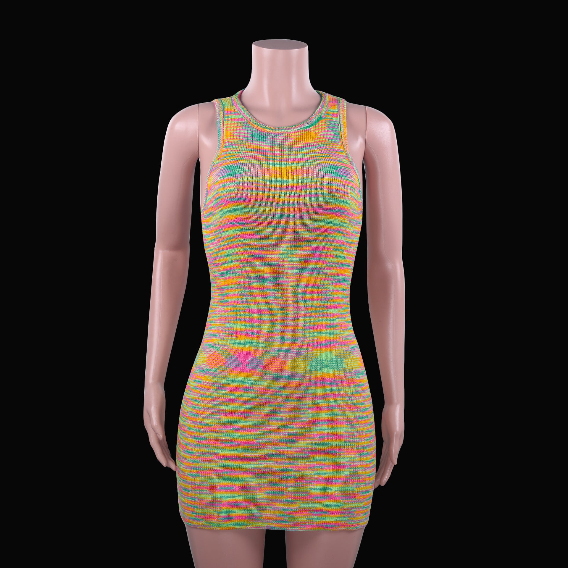 Sleeveless Fitted Colorful Dress Knitwear Women's Fashion Spring Summer Style - armonhaven.com