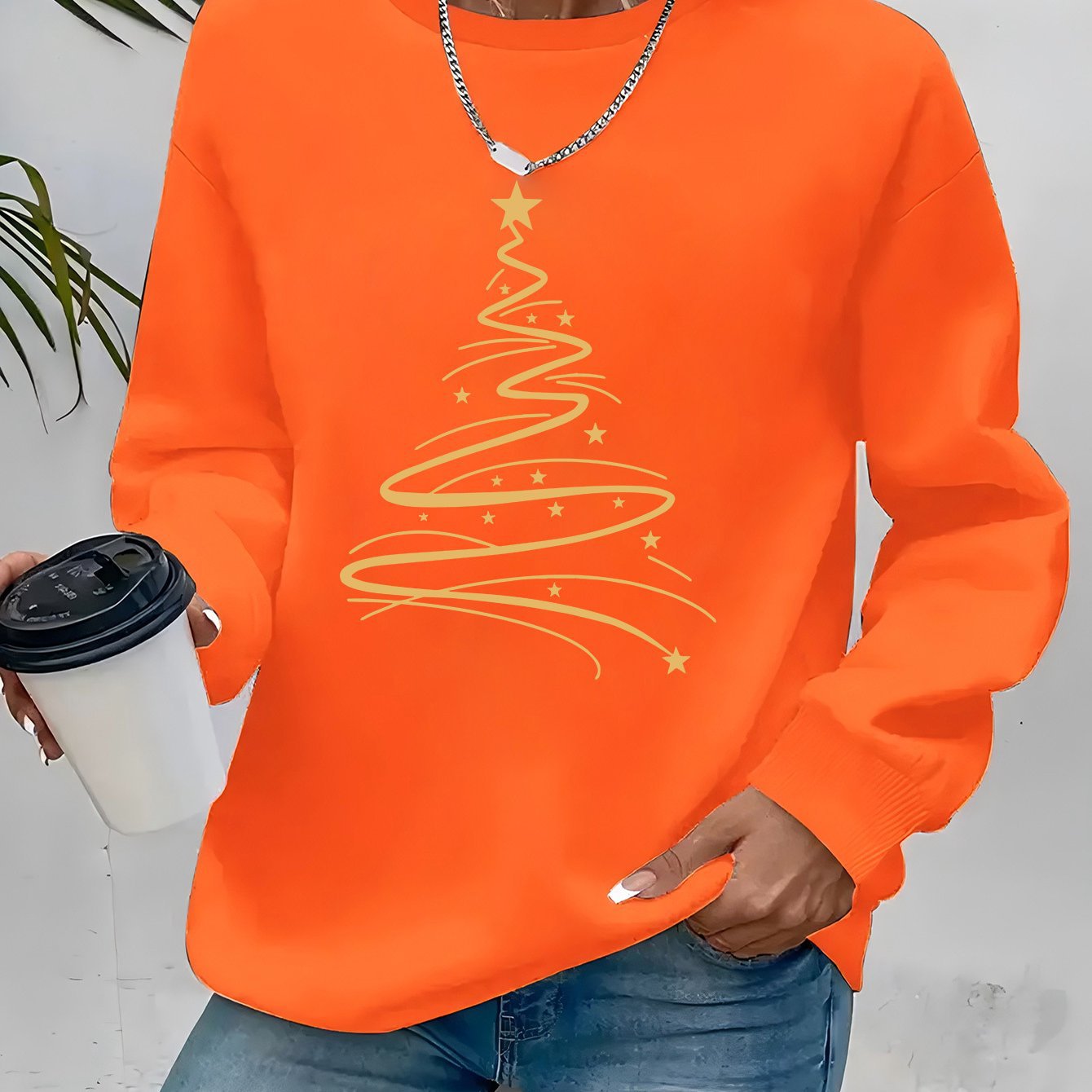 Women's Casual Christmas Print Long Sleeve Sweatshirt - Vibr - armonhaven.com