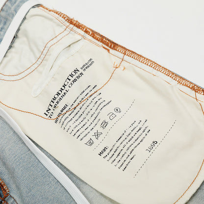 Splicing washed wide leg denim pants - armonhaven.com