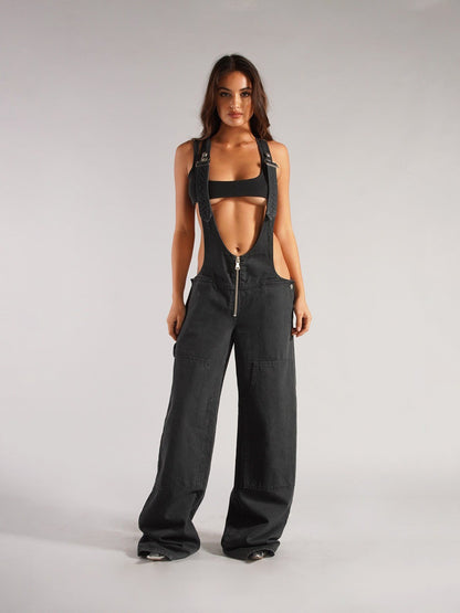 European and American Zipper Denim Overalls Women - armonhaven.com
