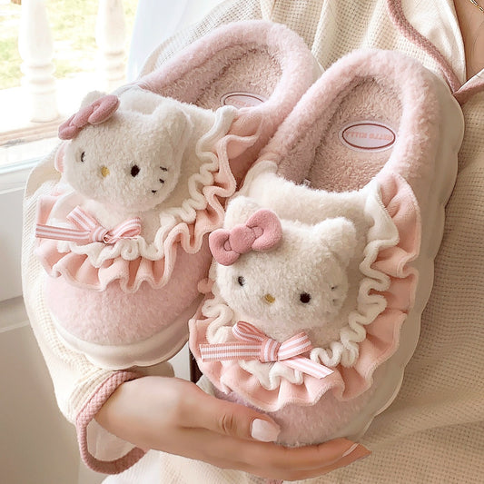 Jade Gui Dog Cotton Slippers for Women's Autumn and Winter New Thick Sole Anti slip and Warm Wrapped Slippers for External Wear - armonhaven.com