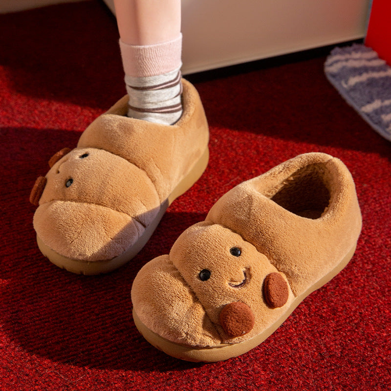 Fleece Croissant Cotton Slippers for Women