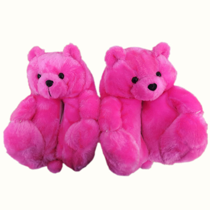 Teddy Bear Slippers Floor Home Plush Thick Cotton Warm Shoes - armonhaven.com
