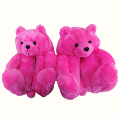 Teddy Bear Slippers Floor Home Plush Thick Cotton Warm Shoes - armonhaven.com