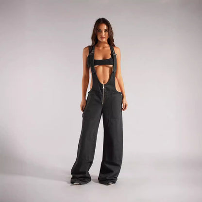 European and American Zipper Denim Overalls Women - armonhaven.com