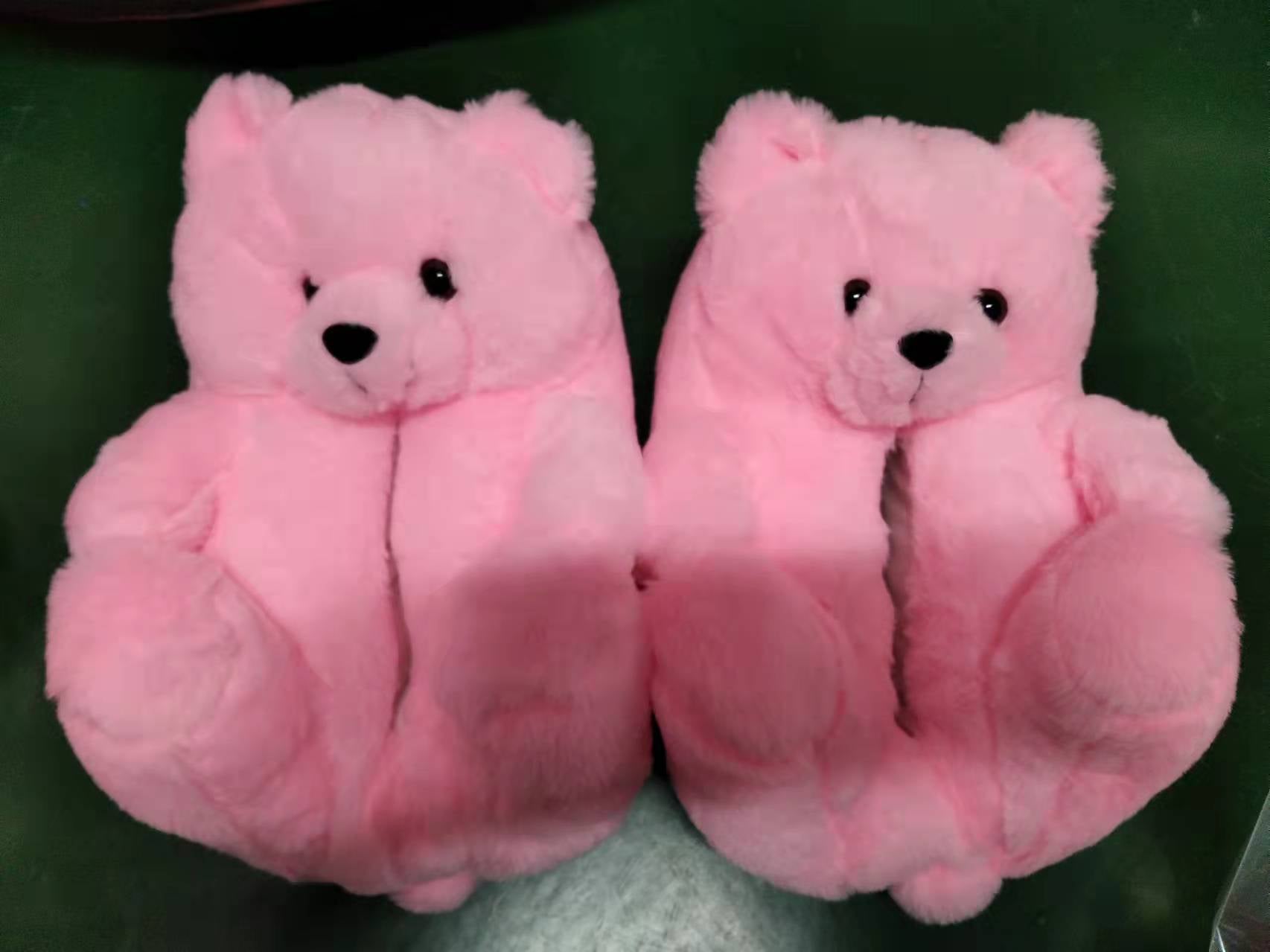 Teddy Bear Slippers Floor Home Plush Thick Cotton Warm Shoes