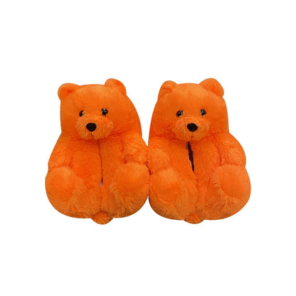 Teddy Bear Slippers Floor Home Plush Thick Cotton Warm Shoes - armonhaven.com