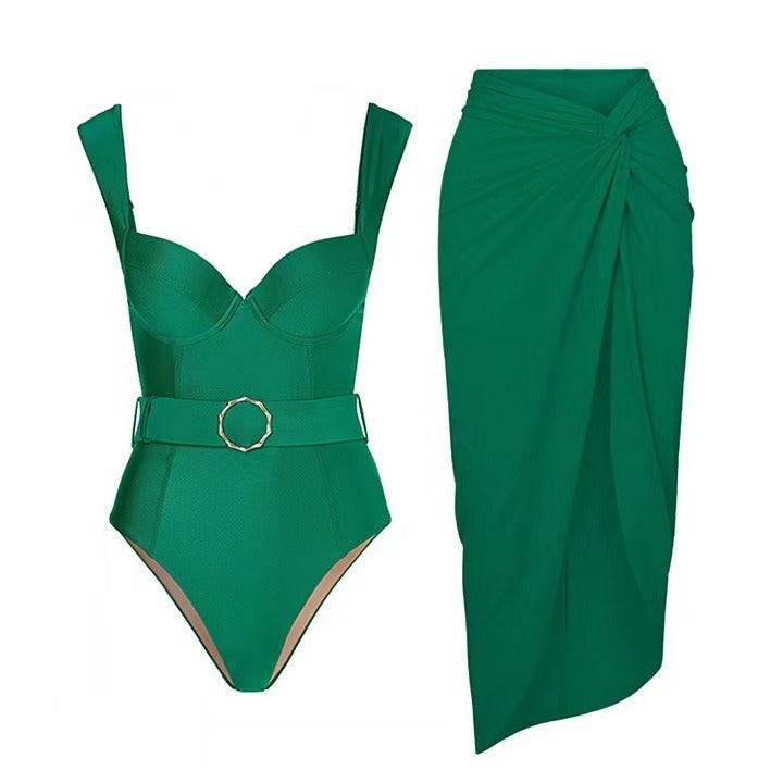 One Oiece Swimsuit Set Skirt Swimsuit - armonhaven.com