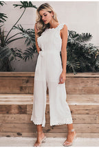 Linen Ruffled Embroidered Jumpsuit - armonhaven.com