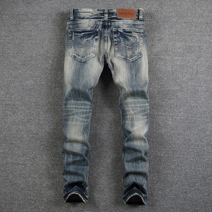 Mens Jeans Destroyed Ripped Jeans