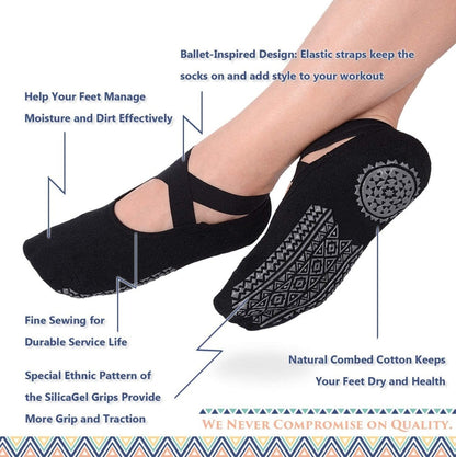 Non-Slip Grip Socks for Women - Perfect for Pilates, Barre, Ballet, and Barefoot Workouts.