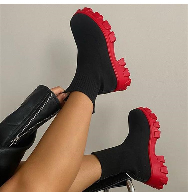 Platform Sock Fall Boots - armonhaven.com