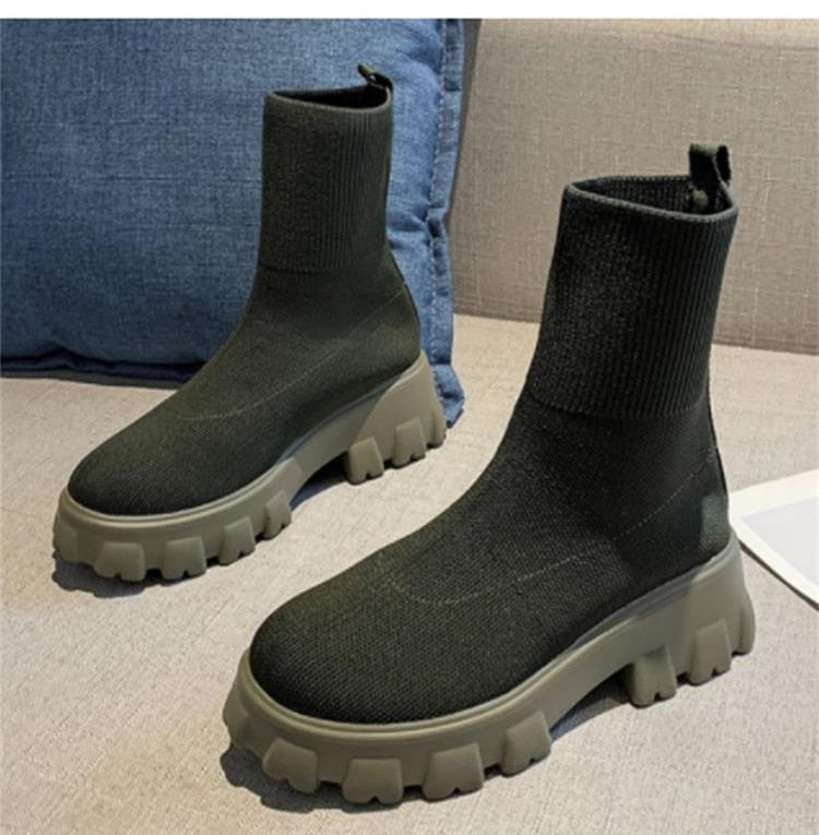 Platform Sock Fall Boots - armonhaven.com