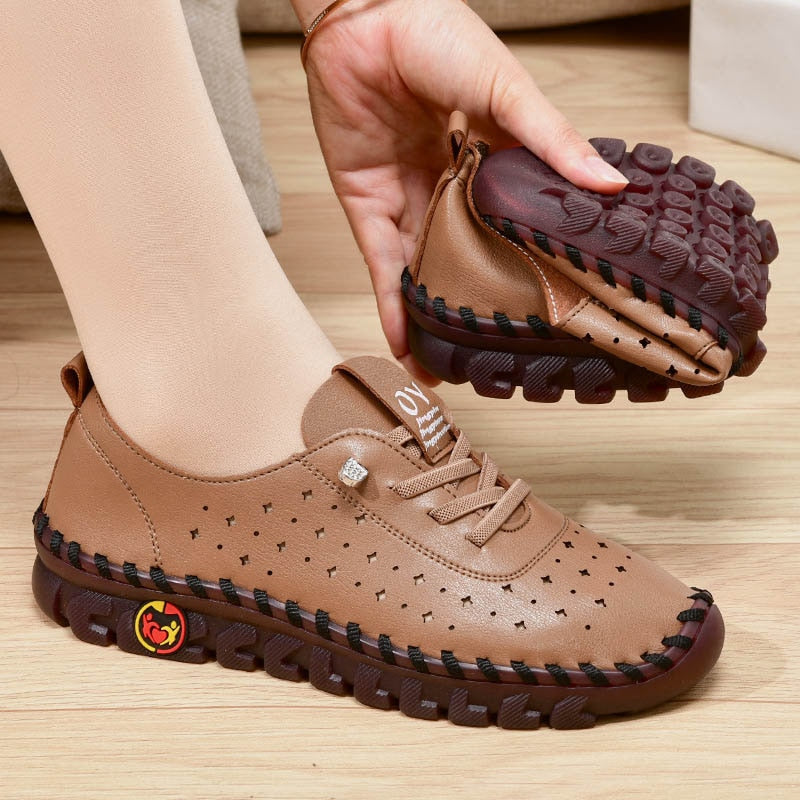 Sadies - Breathable Women's Leather Non-Slip Loafers - armonhaven.com