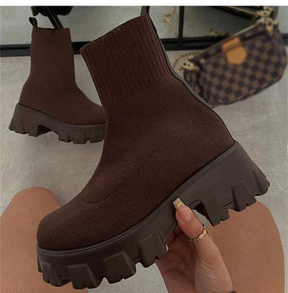 Platform Sock Fall Boots - armonhaven.com