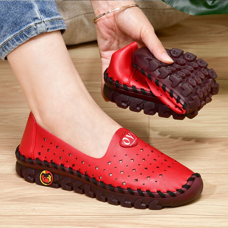 Sadies - Breathable Women's Leather Non-Slip Loafers - armonhaven.com