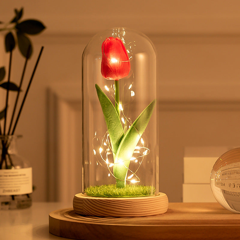 Glass-covered Perpetual Flower Night Light Ornaments